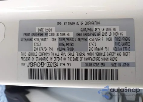 2021 Mazda Cx-5 Touring from USA, damaged, VIN JM3KFACM5M1362134